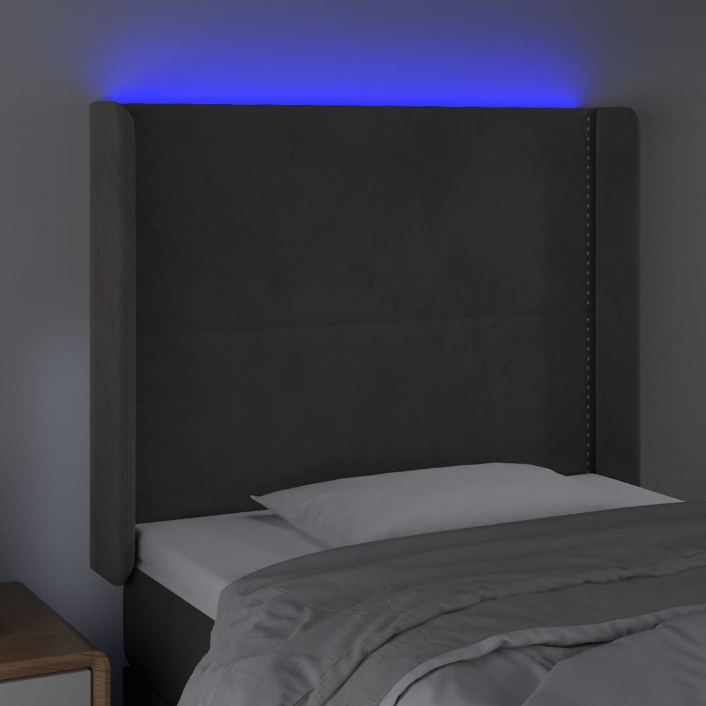 Tête de lit à LED Gris foncé 83x16x118/128 cm Velours - XIOS