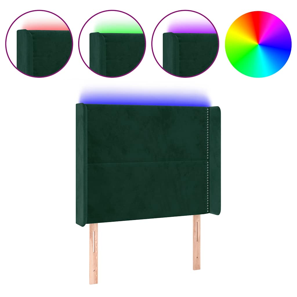 Tête de lit à LED Vert foncé 103x16x118/128 cm Velours - XIOS