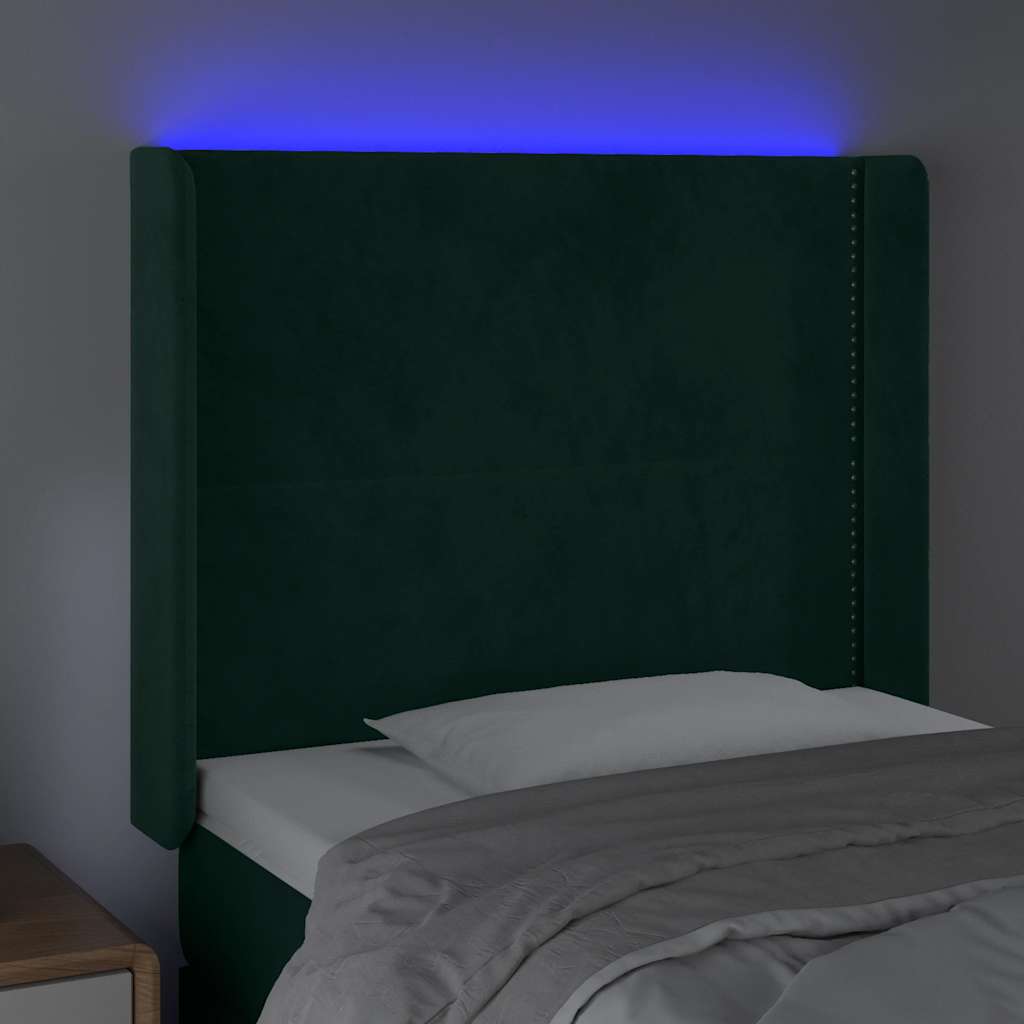 Tête de lit à LED Vert foncé 103x16x118/128 cm Velours - XIOS