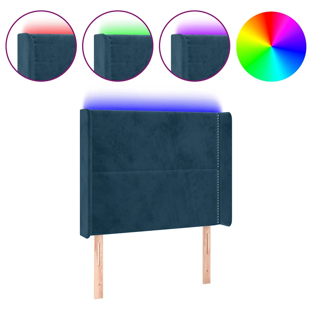 Tête de lit à LED Bleu foncé 103x16x118/128 cm Velours - XIOS
