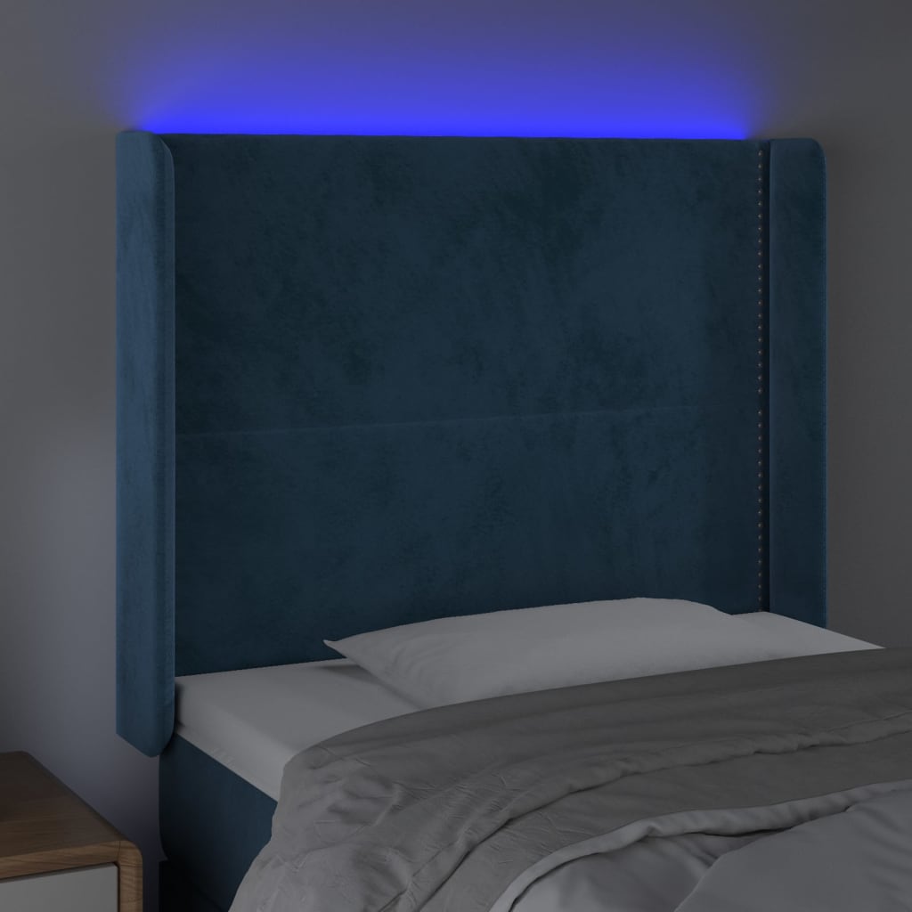 Tête de lit à LED Bleu foncé 103x16x118/128 cm Velours - XIOS