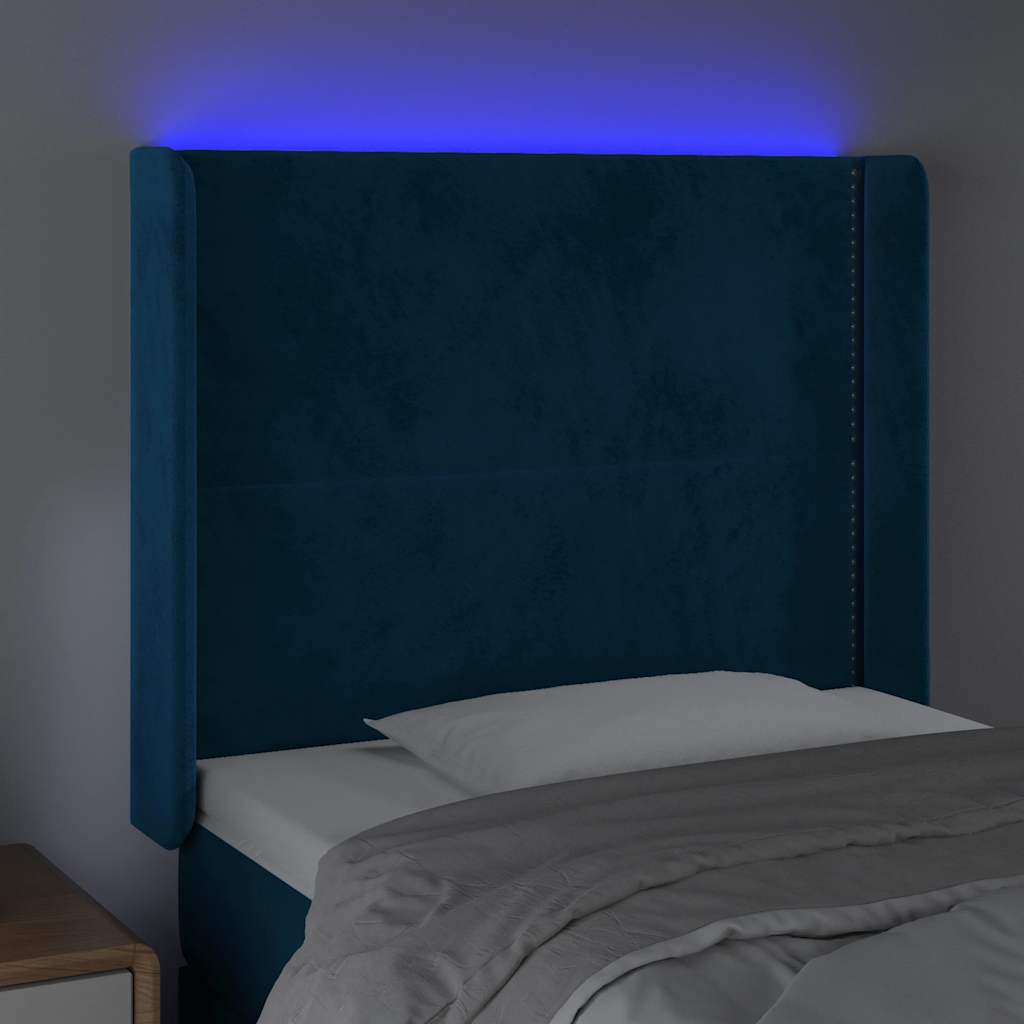 Tête de lit à LED Bleu foncé 103x16x118/128 cm Velours - XIOS