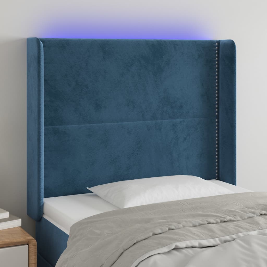 Tête de lit à LED Bleu foncé 103x16x118/128 cm Velours - XIOS