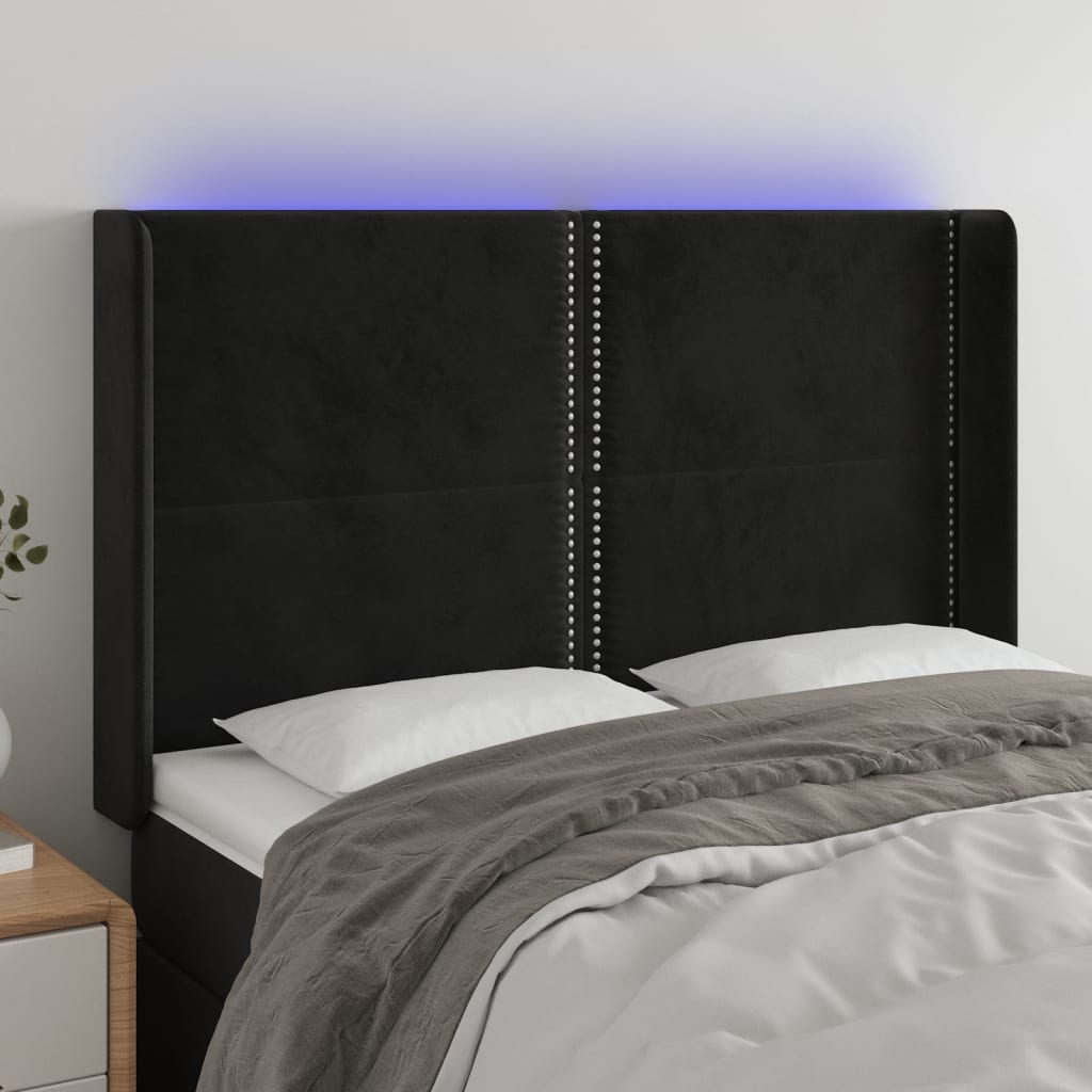 Tête de lit à LED Noir 147x16x118/128 cm Velours - XIOS