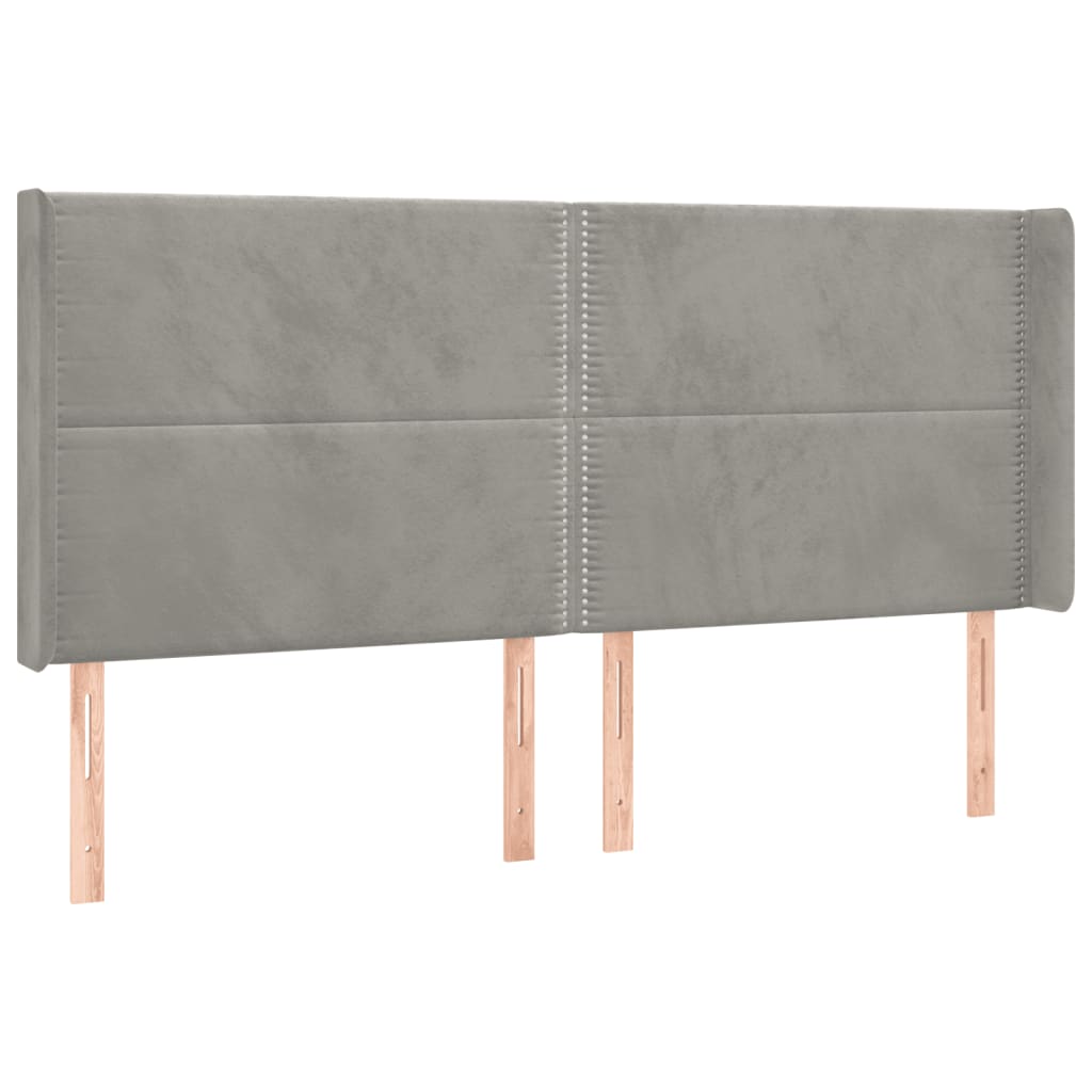 Tête de lit à LED Gris clair 163x16x118/128 cm Velours - XIOS
