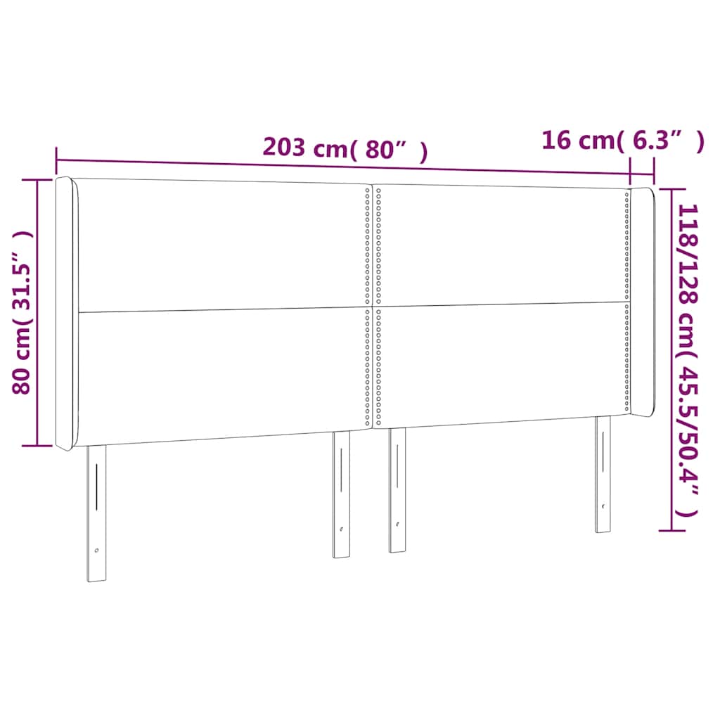 Tête de lit à LED Bleu foncé 203x16x118/128 cm Velours - XIOS