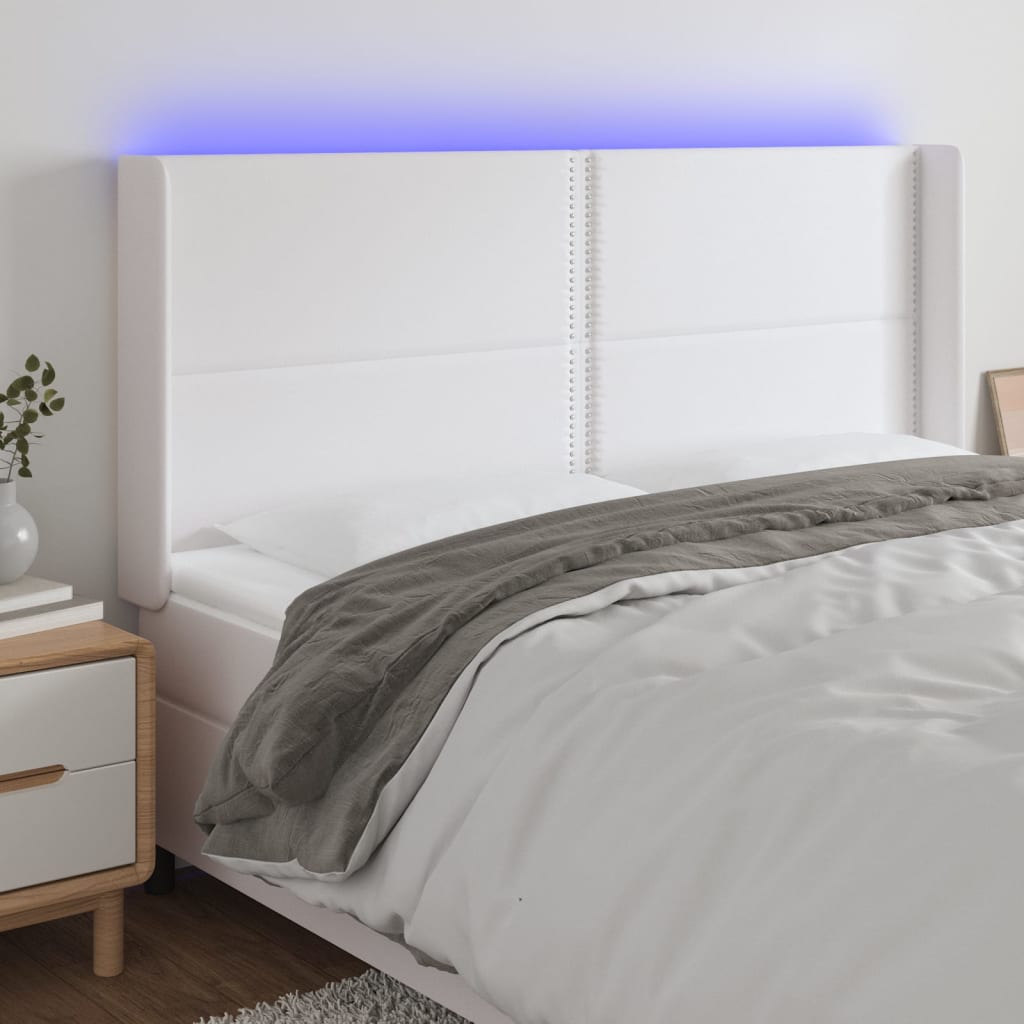 Tête de lit à LED Blanc 203x16x118/128 cm Similicuir - XIOS