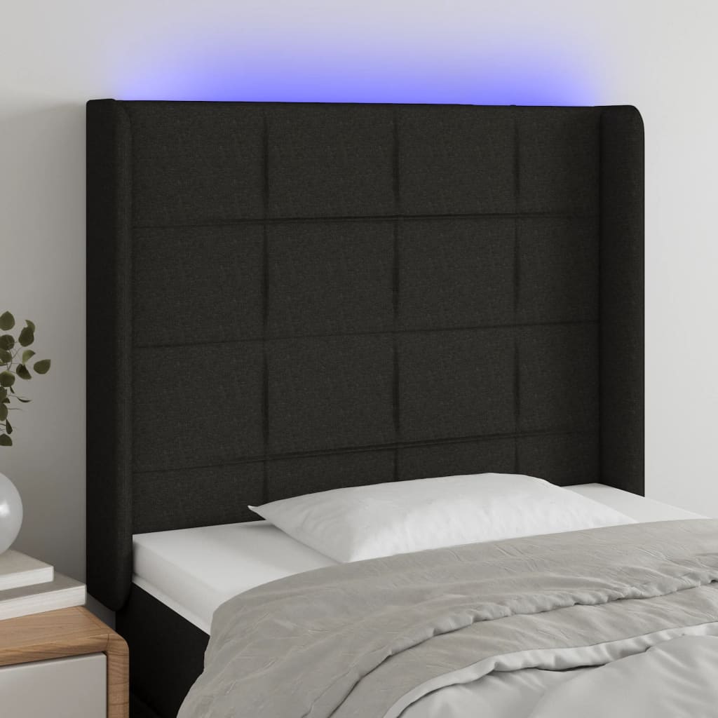 Tête de lit à LED Noir 83x16x118/128 cm Tissu - XIOS