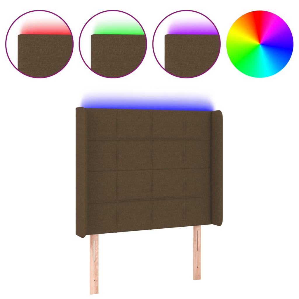 Tête de lit à LED Marron foncé 83x16x118/128 cm Tissu - XIOS