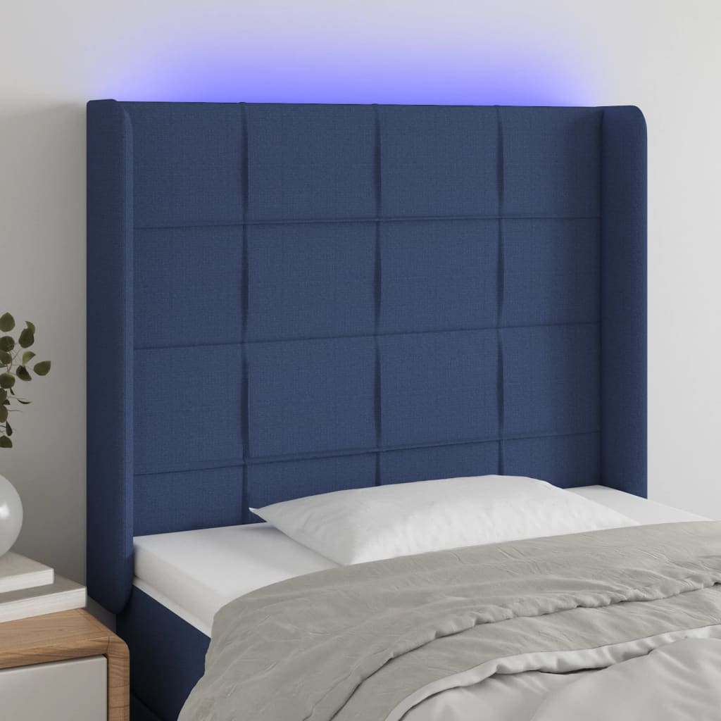Tête de lit à LED Bleu 83x16x118/128 cm Tissu - XIOS