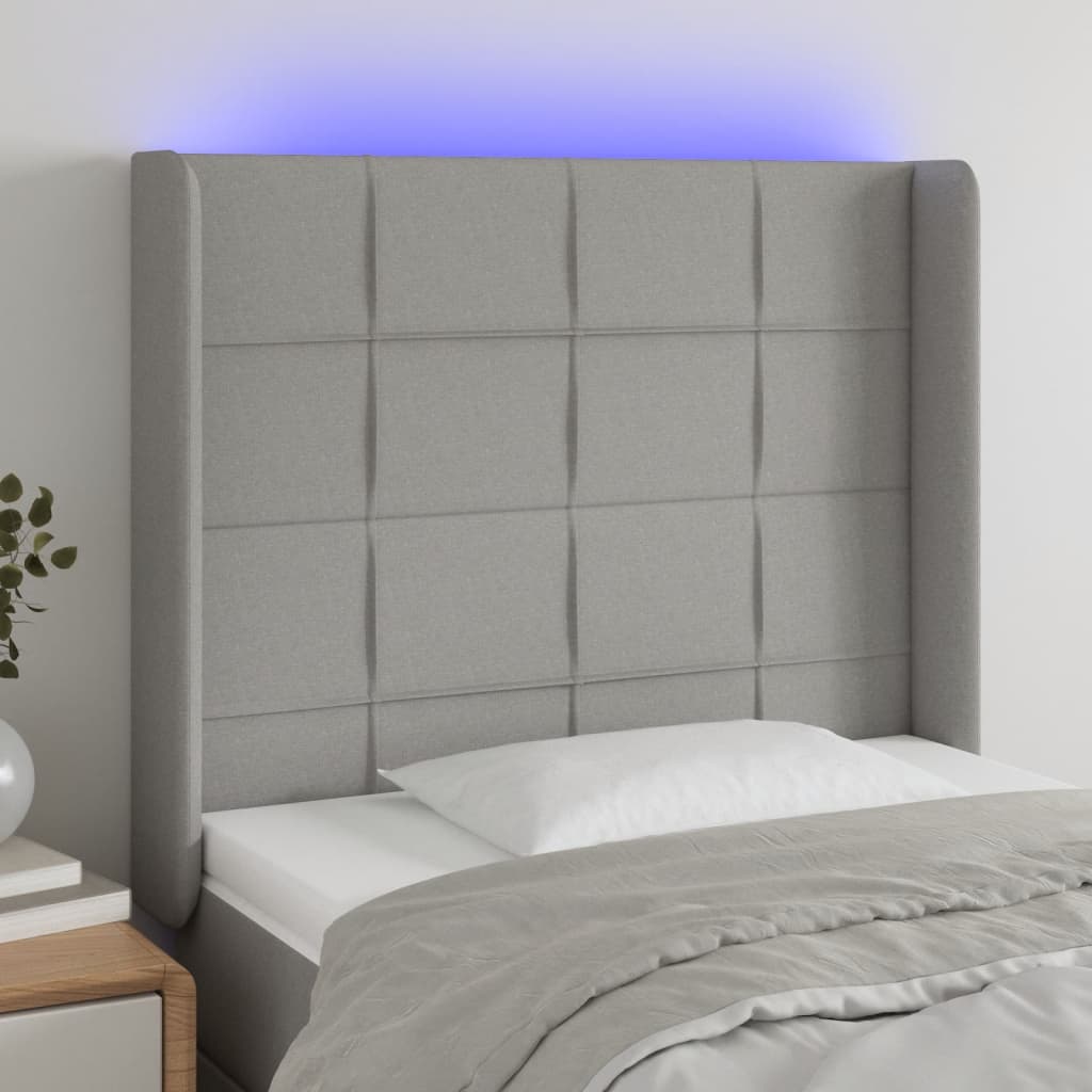 Tête de lit à LED Gris clair 93x16x118/128 cm Tissu - XIOS