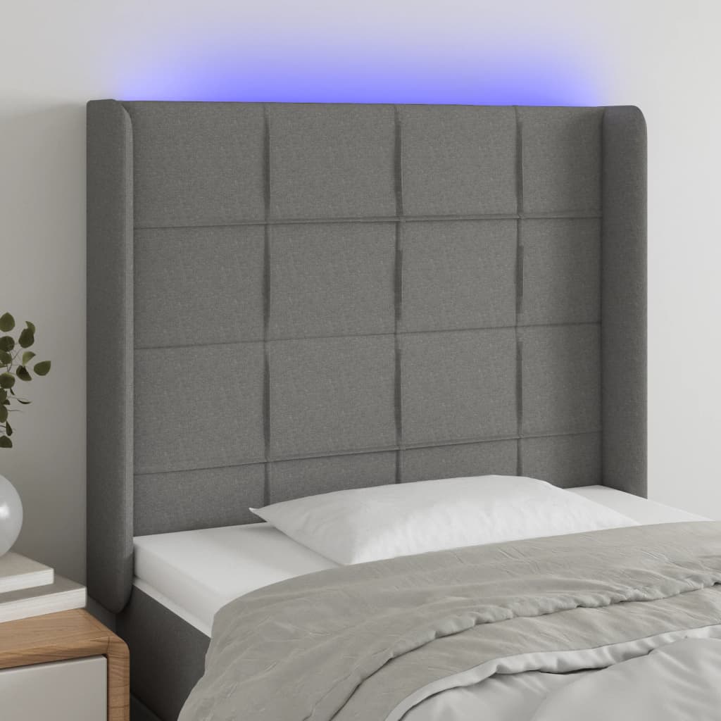 Tête de lit à LED Gris foncé 93x16x118/128 cm Tissu - XIOS