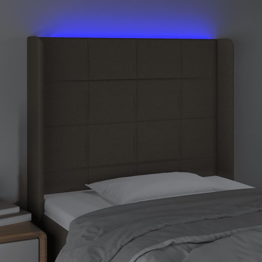 Tête de lit à LED Taupe 93x16x118/128 cm Tissu - XIOS