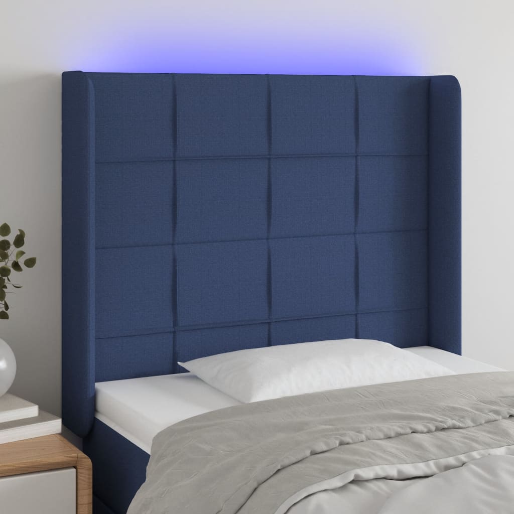 Tête de lit à LED Bleu 93x16x118/128 cm Tissu - XIOS