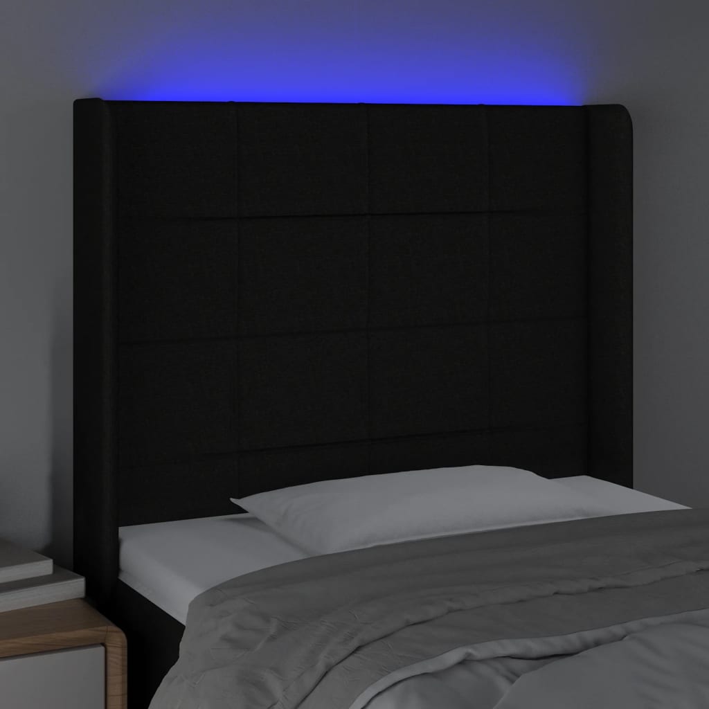 Tête de lit à LED Noir 103x16x118/128 cm Tissu - XIOS