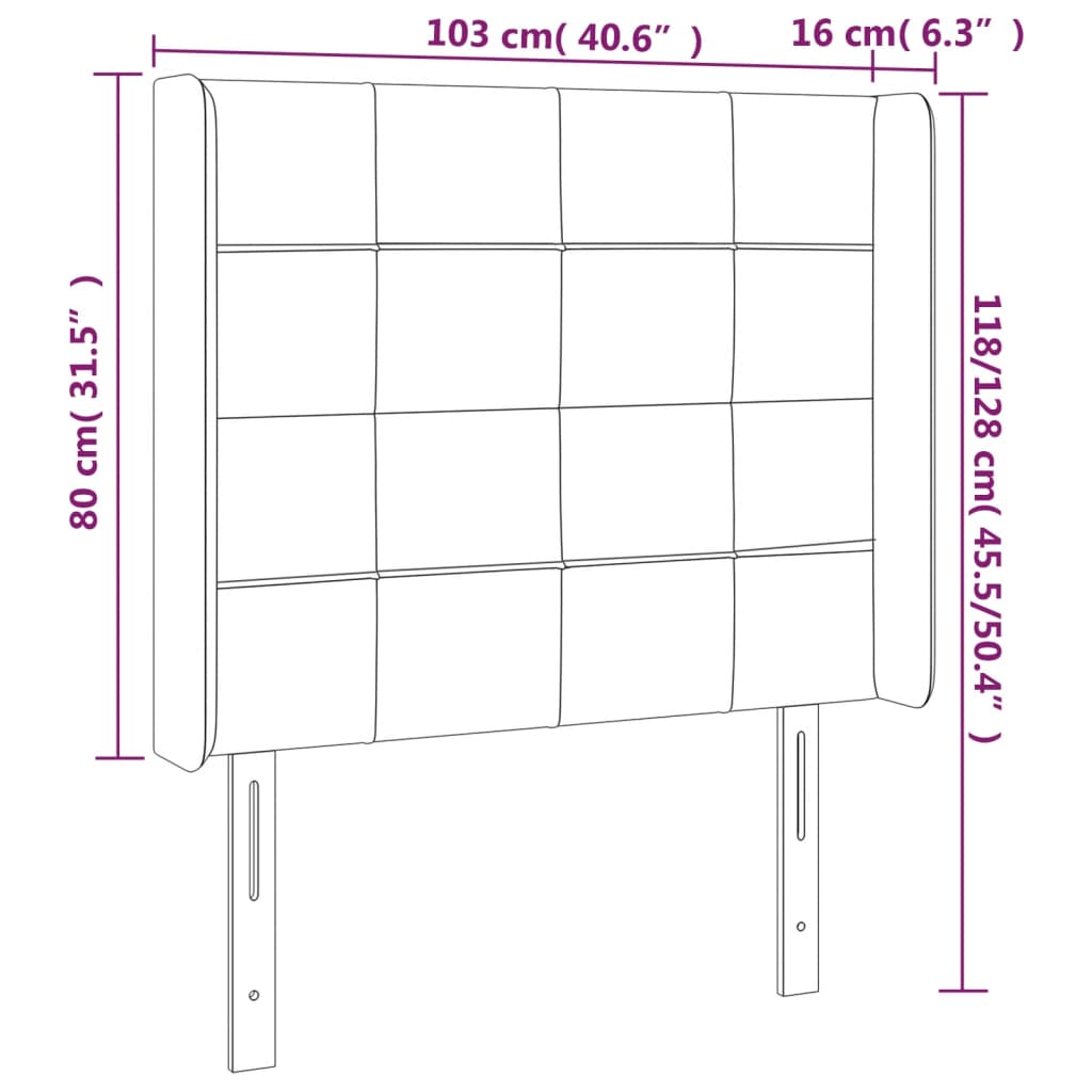 Tête de lit à LED Crème 103x16x118/128 cm Tissu - XIOS