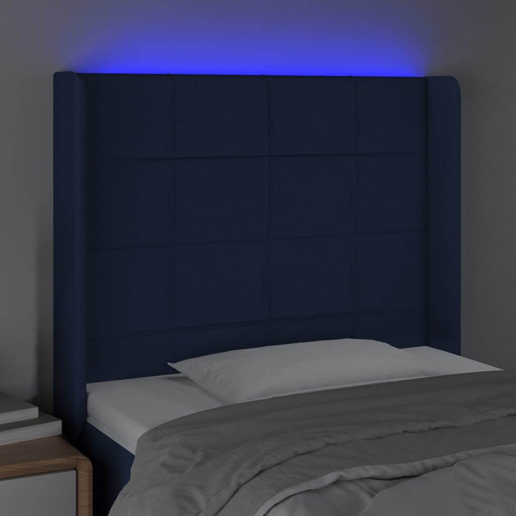 Tête de lit à LED Bleu 103x16x118/128 cm Tissu - XIOS