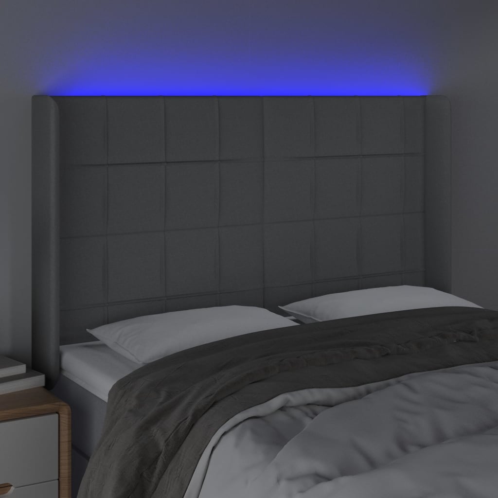 Tête de lit à LED Gris clair 147x16x118/128 cm Tissu - XIOS
