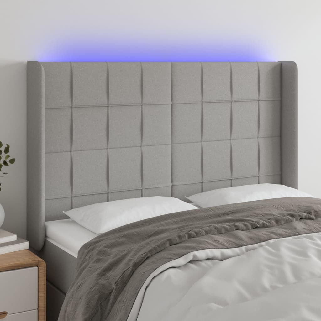 Tête de lit à LED Gris clair 147x16x118/128 cm Tissu - XIOS
