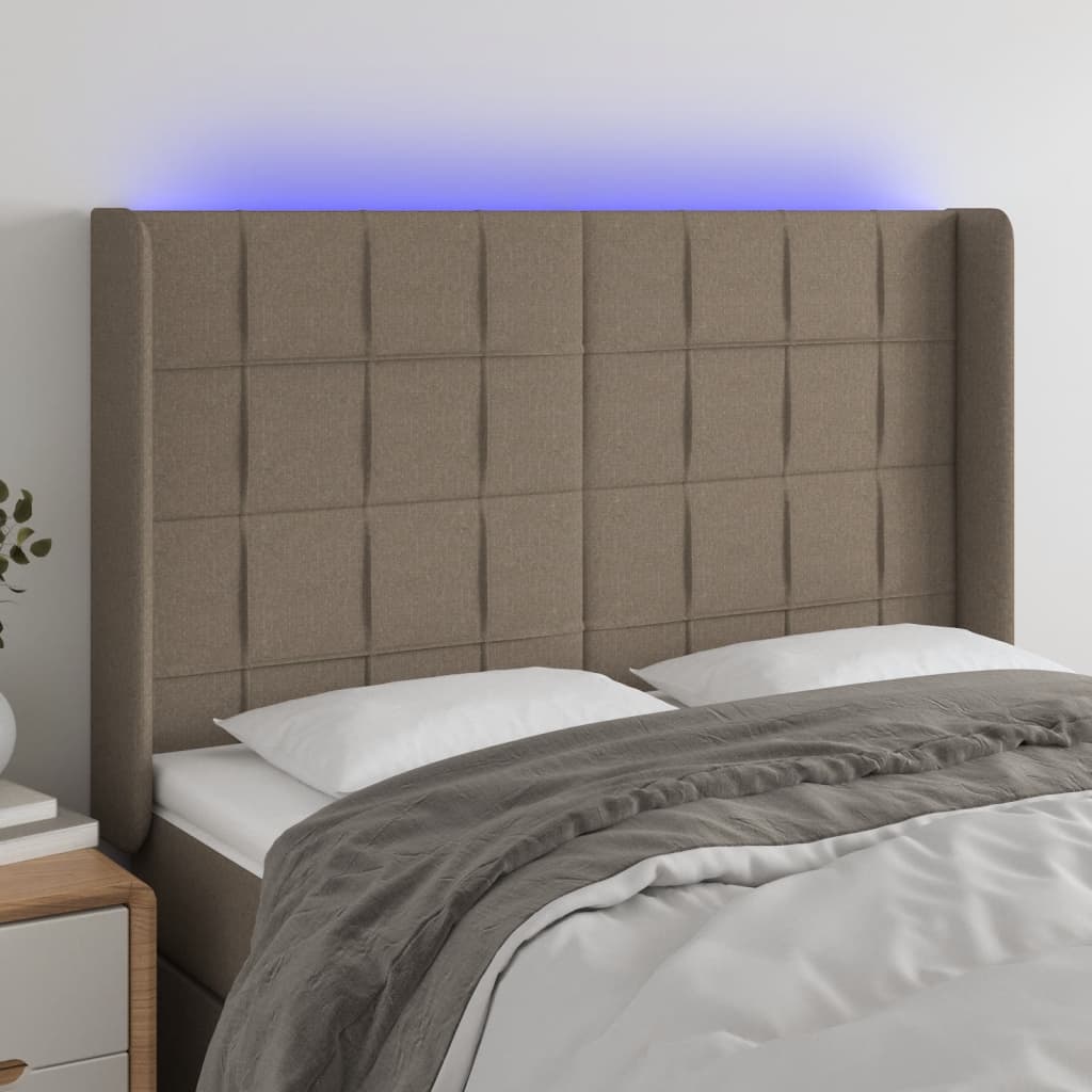 Tête de lit à LED Taupe 147x16x118/128 cm Tissu - XIOS