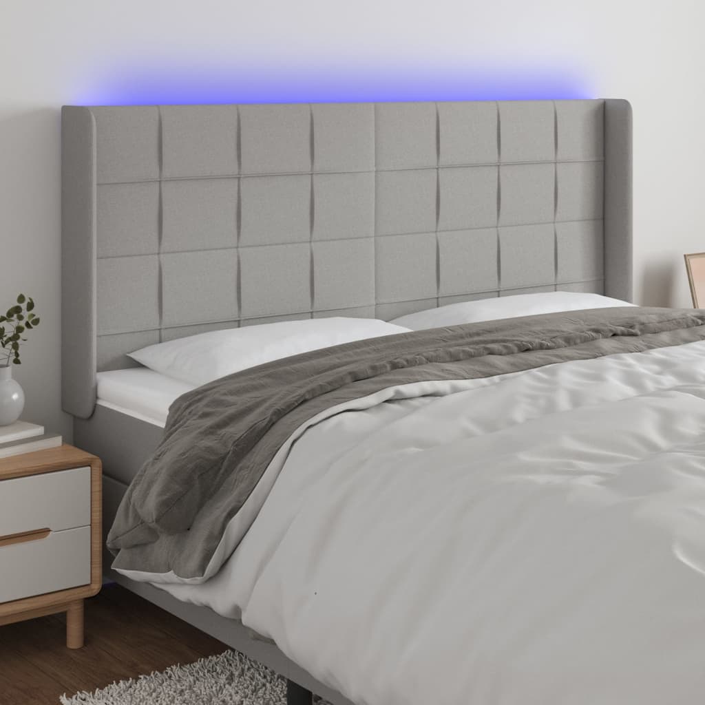 Tête de lit à LED Gris clair 163x16x118/128 cm Tissu - XIOS