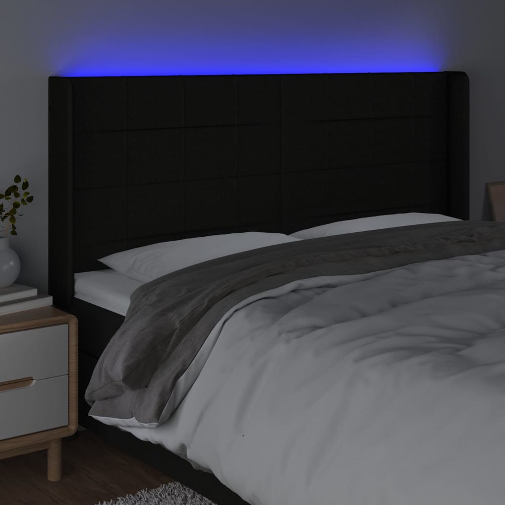 Tête de lit à LED Noir 163x16x118/128 cm Tissu - XIOS