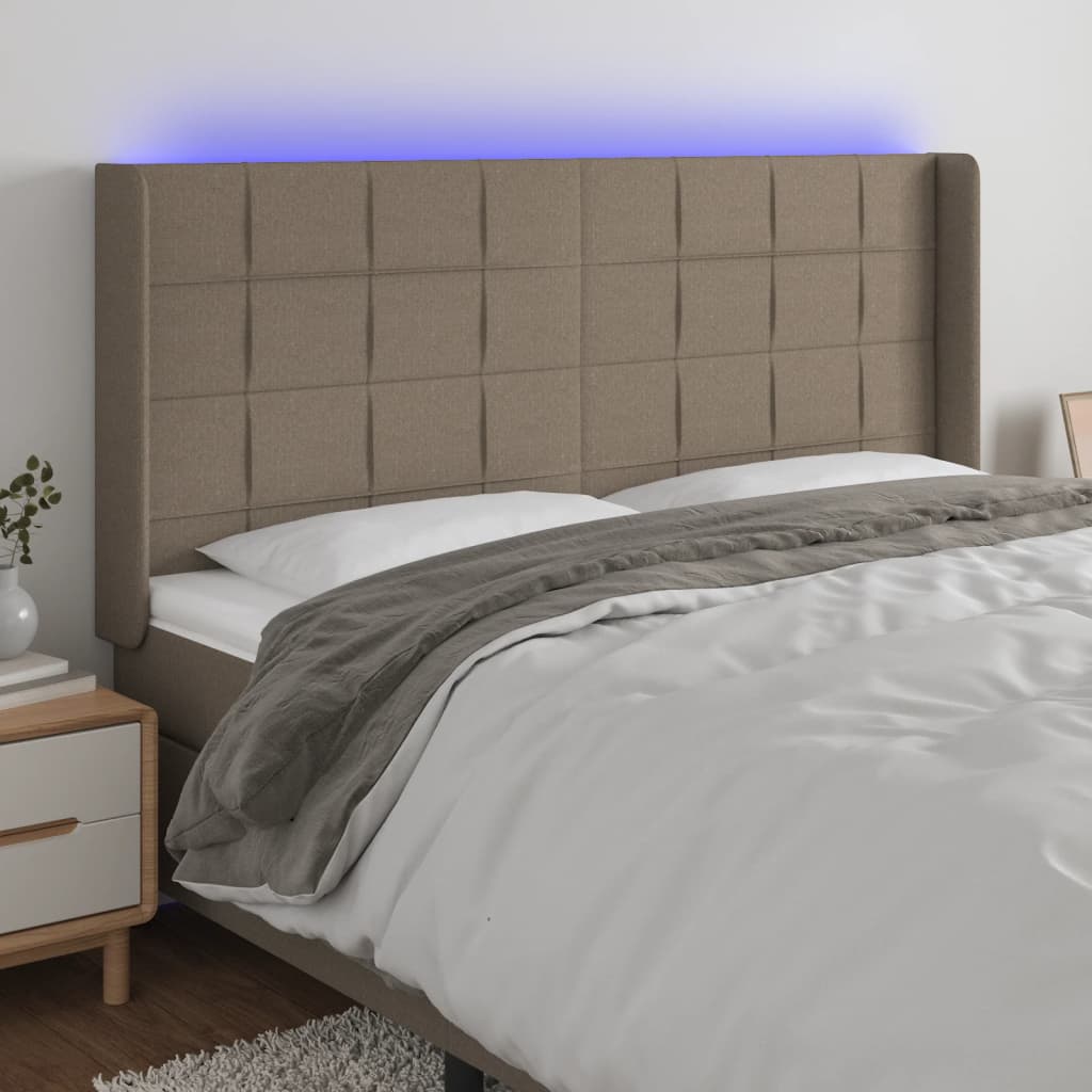 Tête de lit à LED Taupe 163x16x118/128 cm Tissu - XIOS