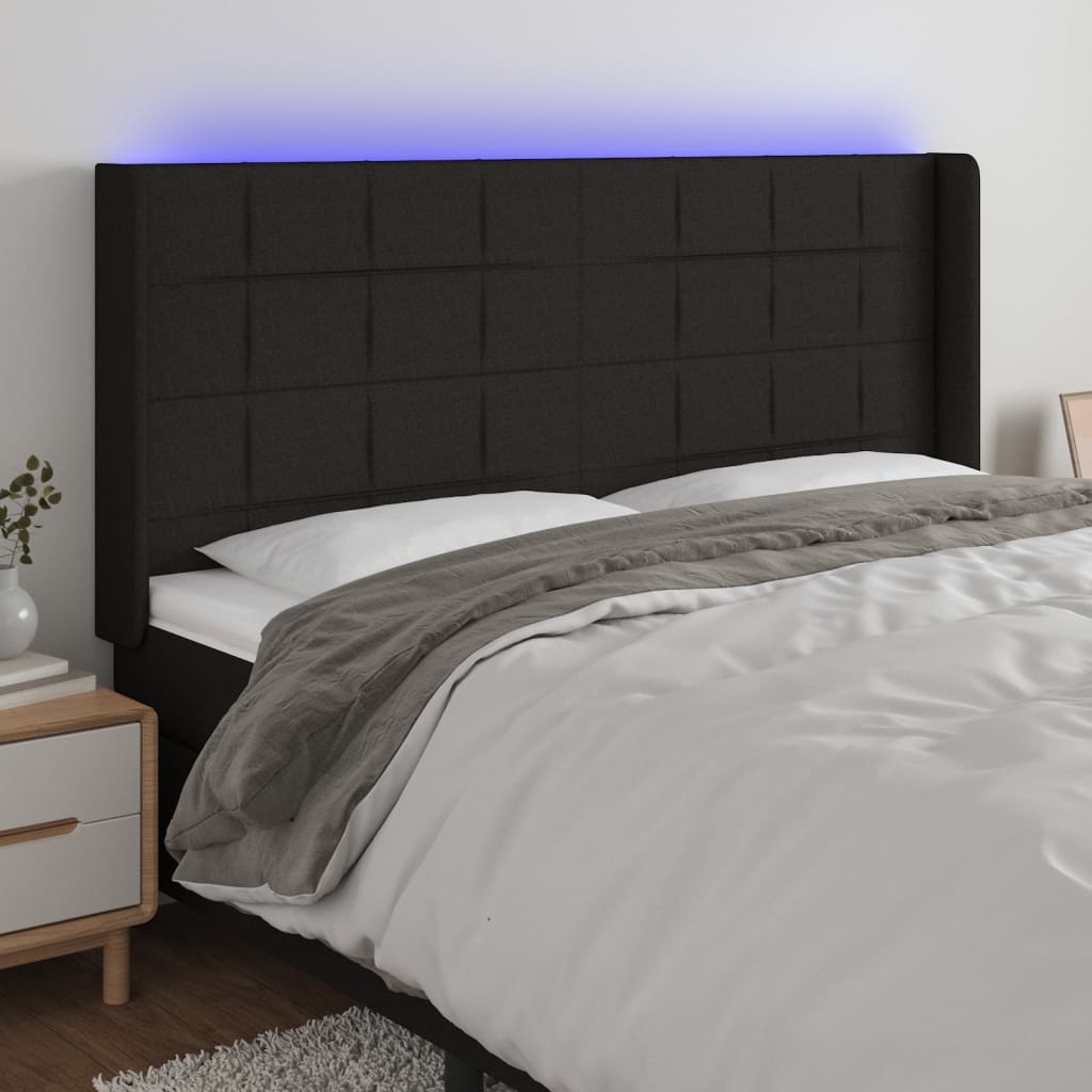 Tête de lit à LED Noir 183x16x118/128 cm Tissu - XIOS