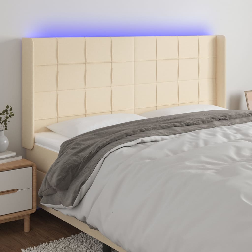 Tête de lit à LED Crème 183x16x118/128 cm Tissu - XIOS