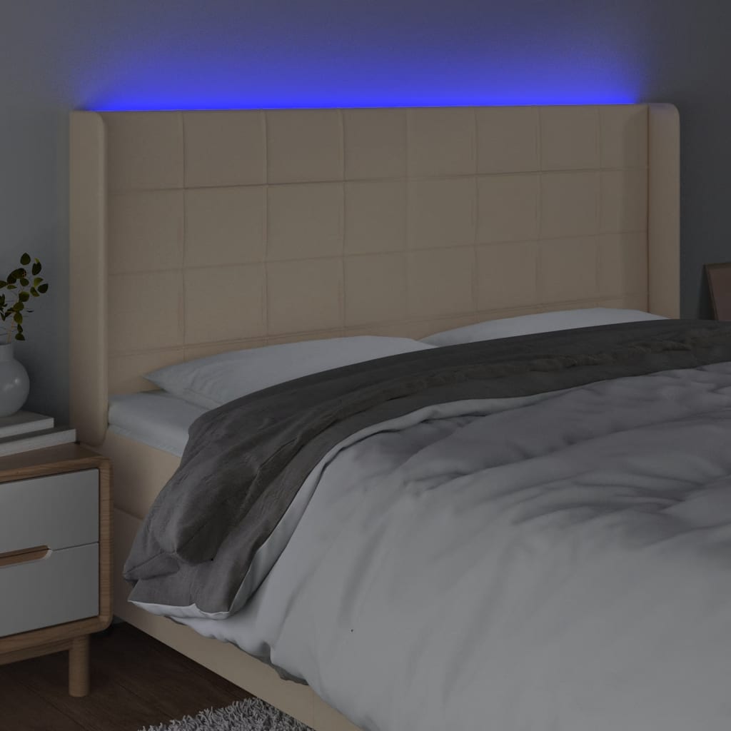 Tête de lit à LED Crème 203x16x118/128 cm Tissu - XIOS