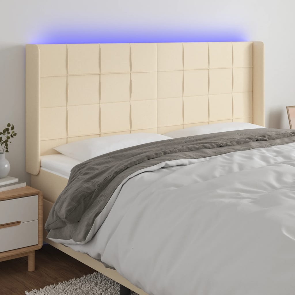 Tête de lit à LED Crème 203x16x118/128 cm Tissu - XIOS