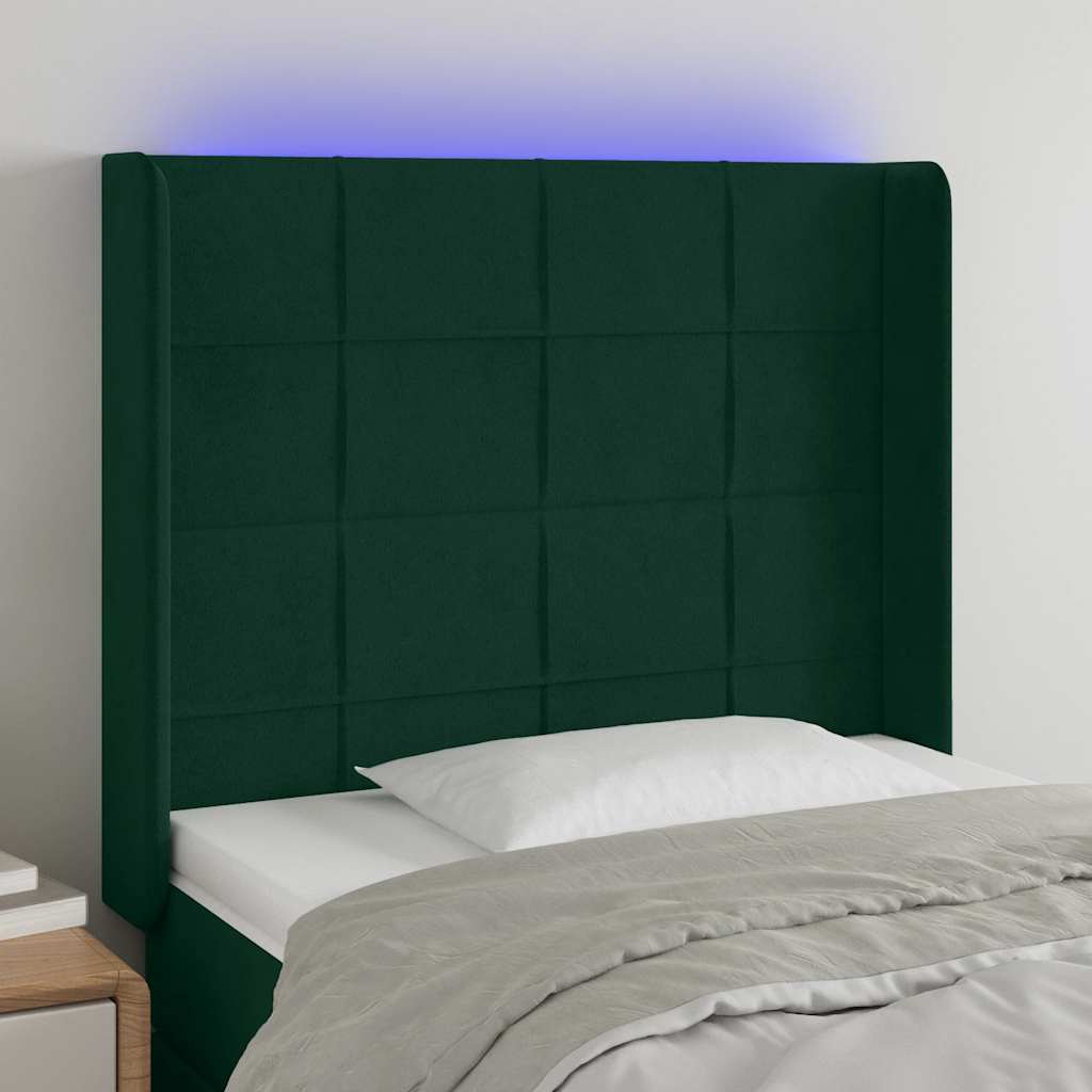Tête de lit à LED Vert foncé 83x16x118/128 cm Velours - XIOS