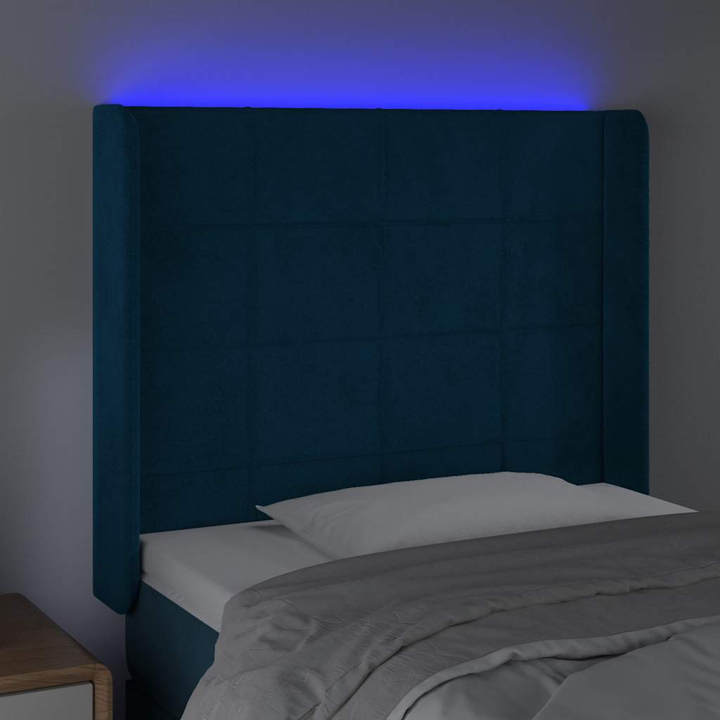 Tête de lit à LED Bleu foncé 83x16x118/128 cm Velours - XIOS