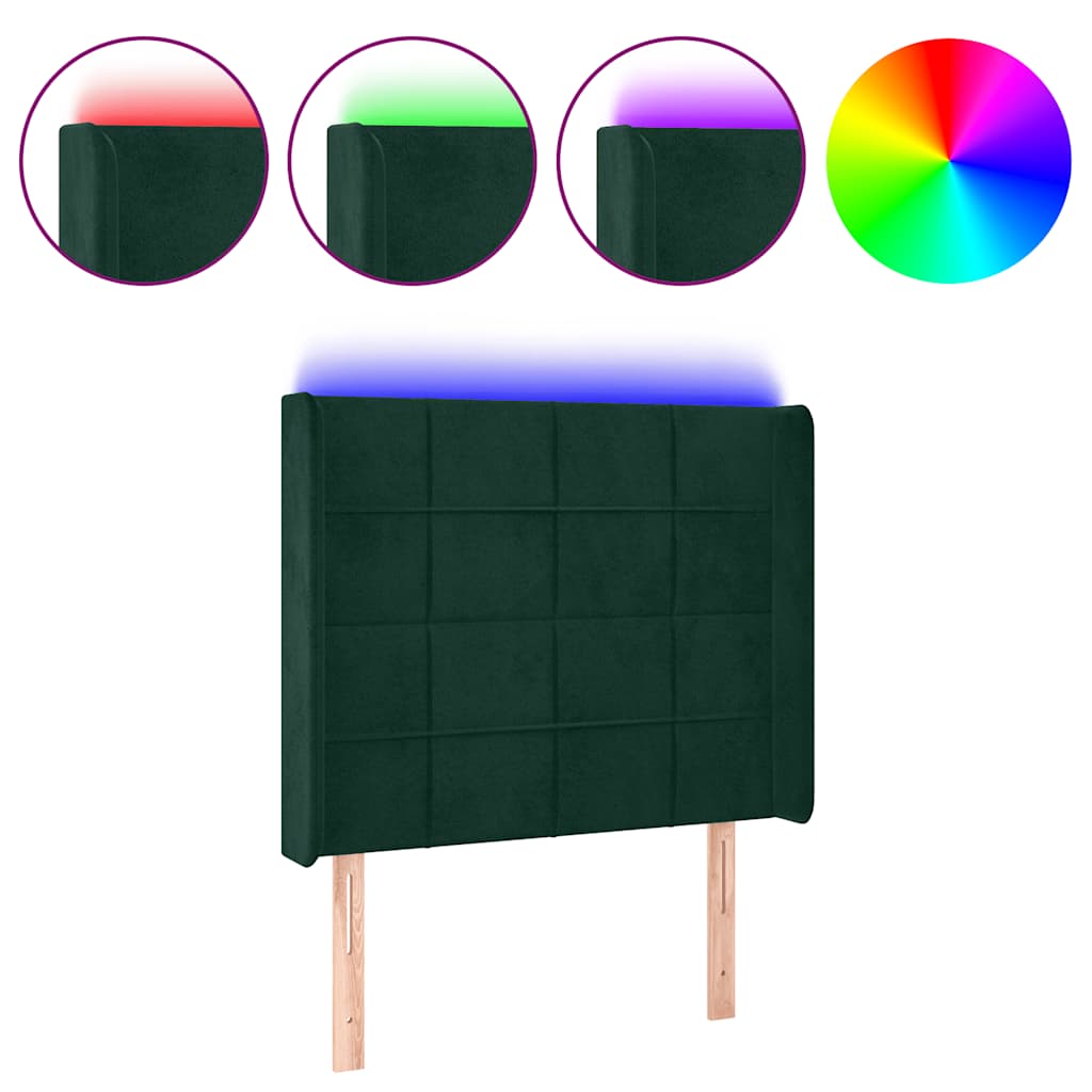 Tête de lit à LED Vert foncé 93x16x118/128 cm Velours - XIOS