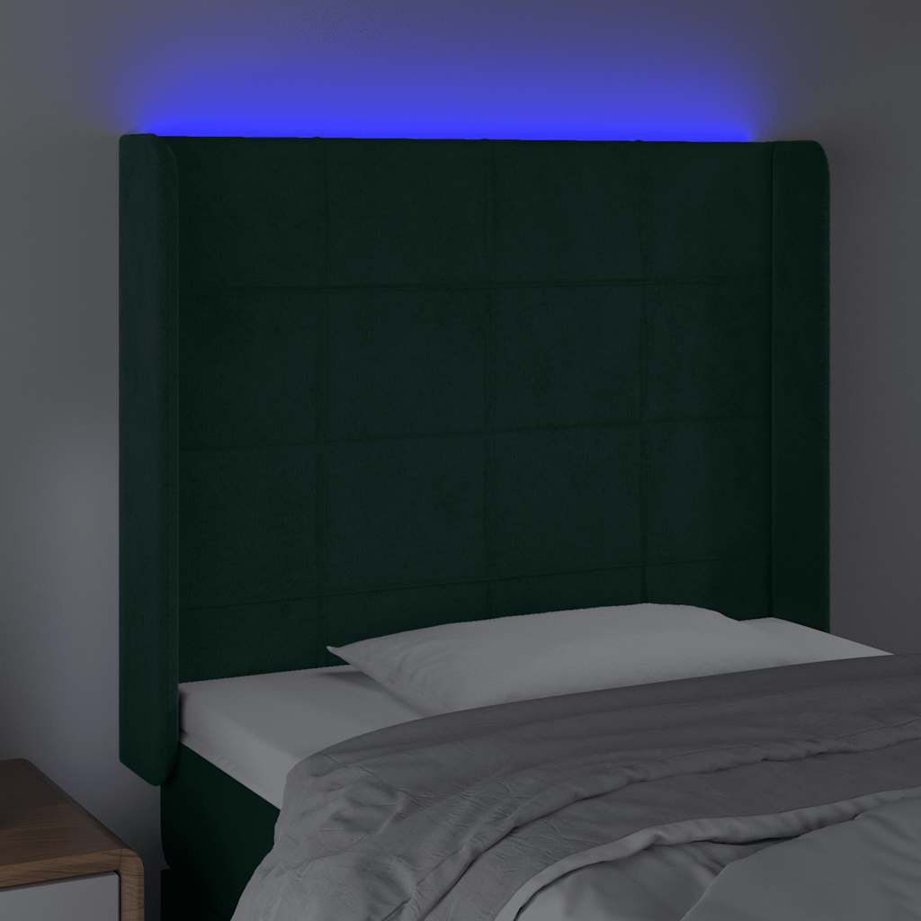 Tête de lit à LED Vert foncé 93x16x118/128 cm Velours - XIOS