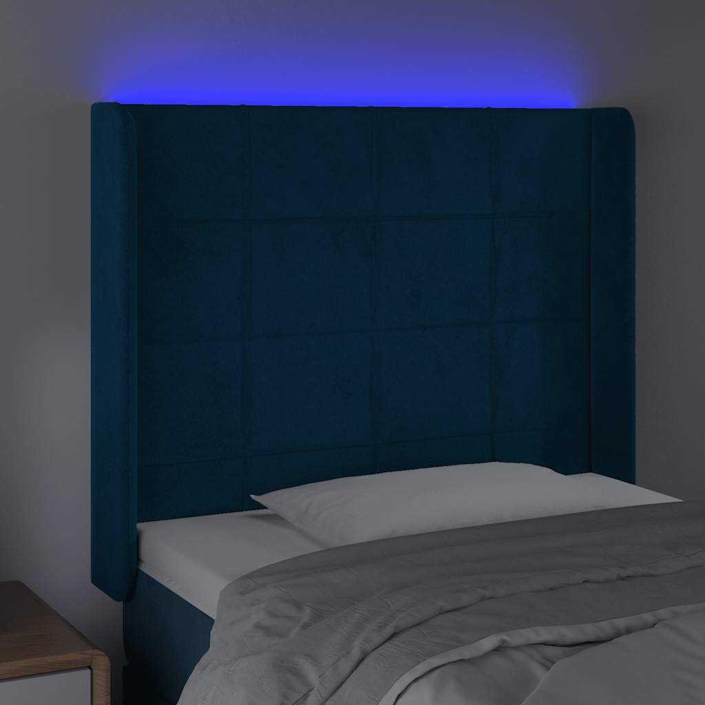 Tête de lit à LED Bleu foncé 93x16x118/128 cm Velours - XIOS