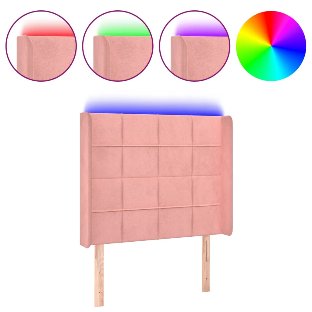 Tête de lit à LED Rose 93x16x118/128 cm Velours - XIOS