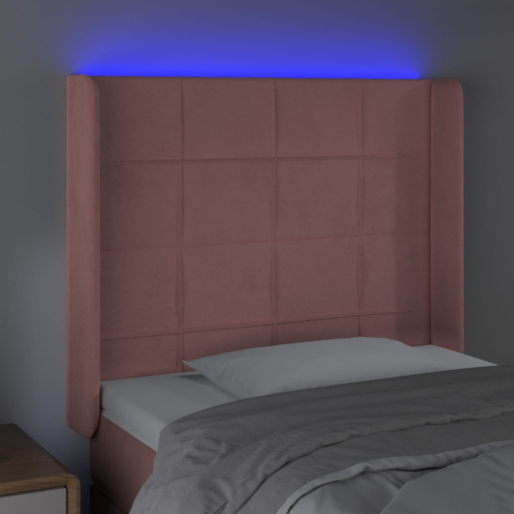 Tête de lit à LED Rose 93x16x118/128 cm Velours - XIOS