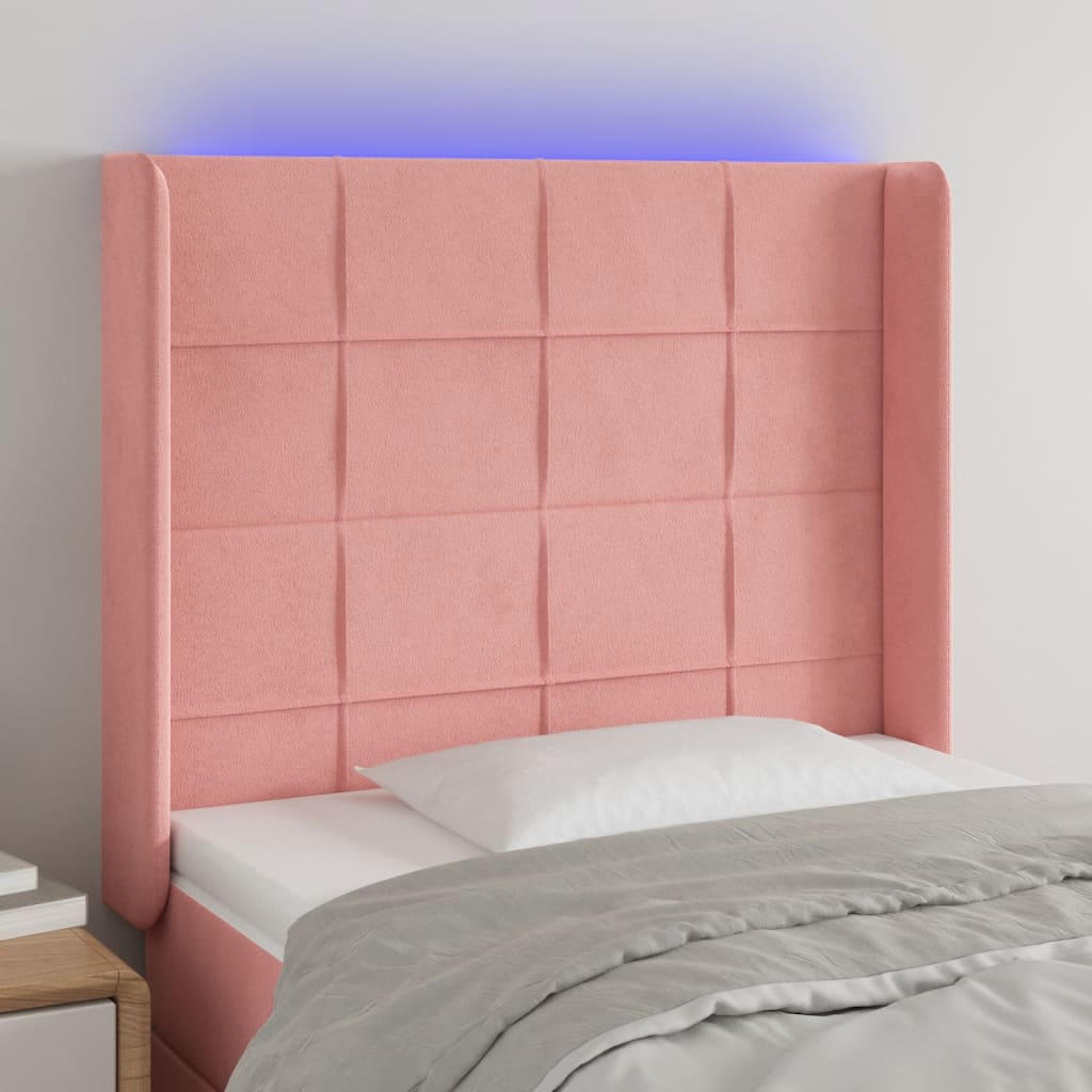 Tête de lit à LED Rose 93x16x118/128 cm Velours - XIOS