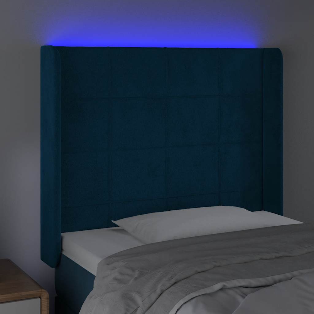 Tête de lit à LED Bleu foncé 103x16x118/128 cm Velours - XIOS