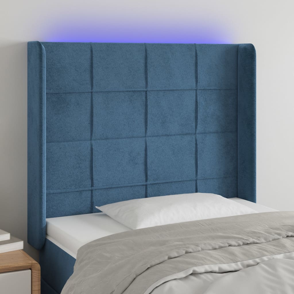 Tête de lit à LED Bleu foncé 103x16x118/128 cm Velours - XIOS