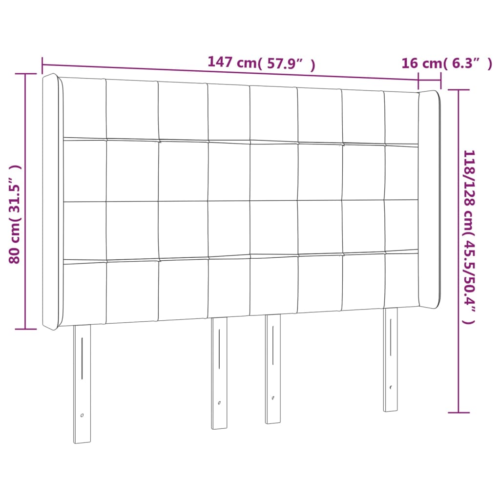 Tête de lit à LED Gris clair 147x16x118/128 cm Velours - XIOS