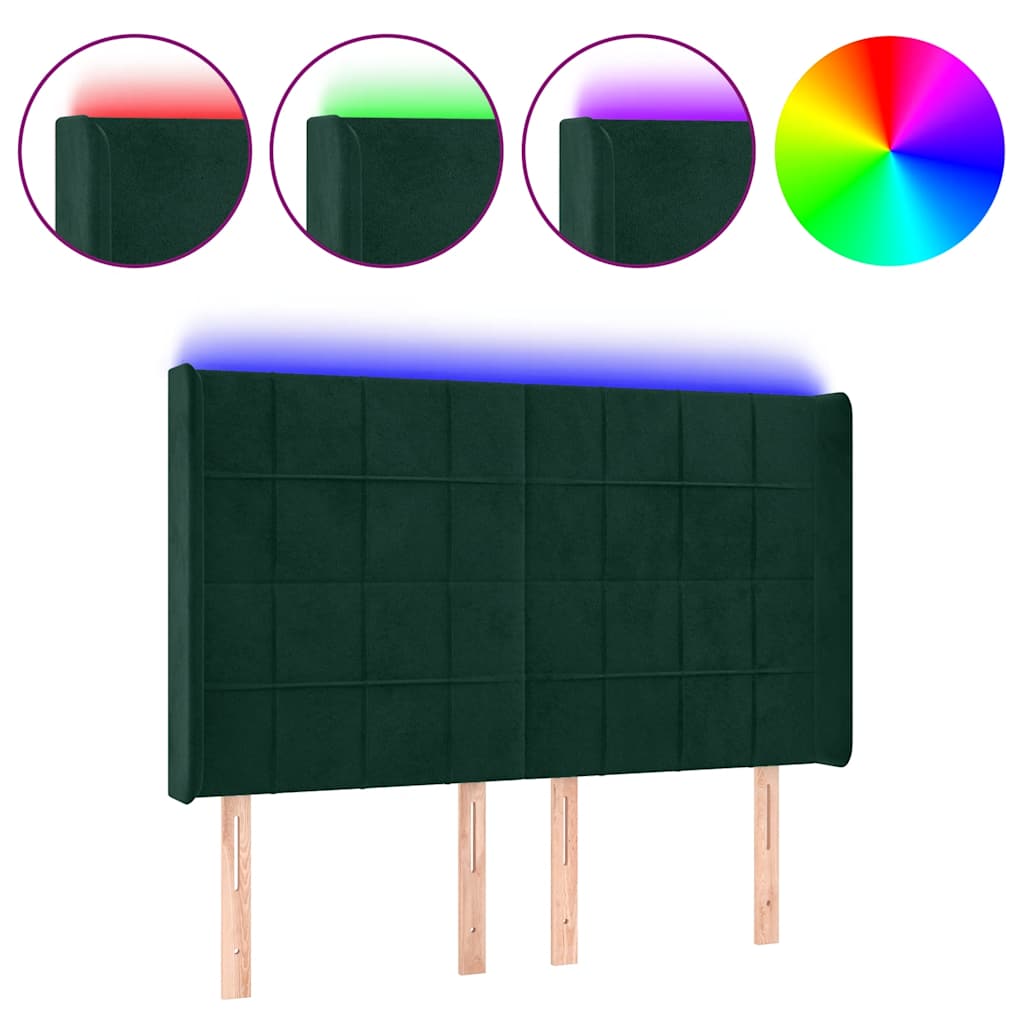 Tête de lit à LED Vert foncé 147x16x118/128 cm Velours - XIOS