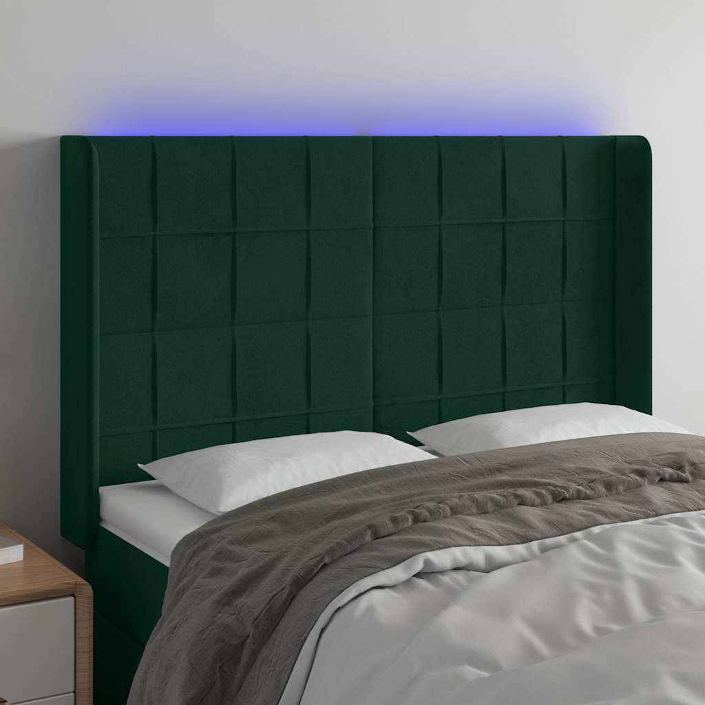 Tête de lit à LED Vert foncé 147x16x118/128 cm Velours - XIOS