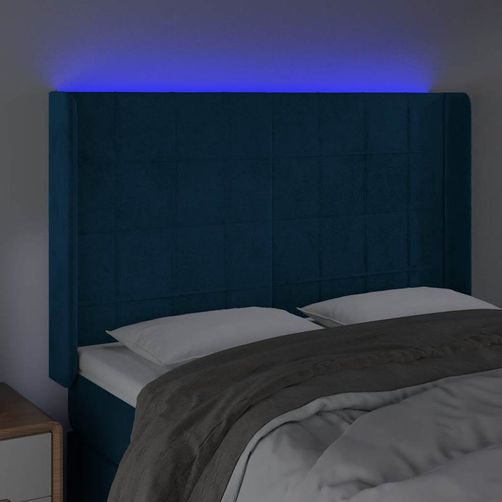 Tête de lit à LED Bleu foncé 147x16x118/128 cm Velours - XIOS
