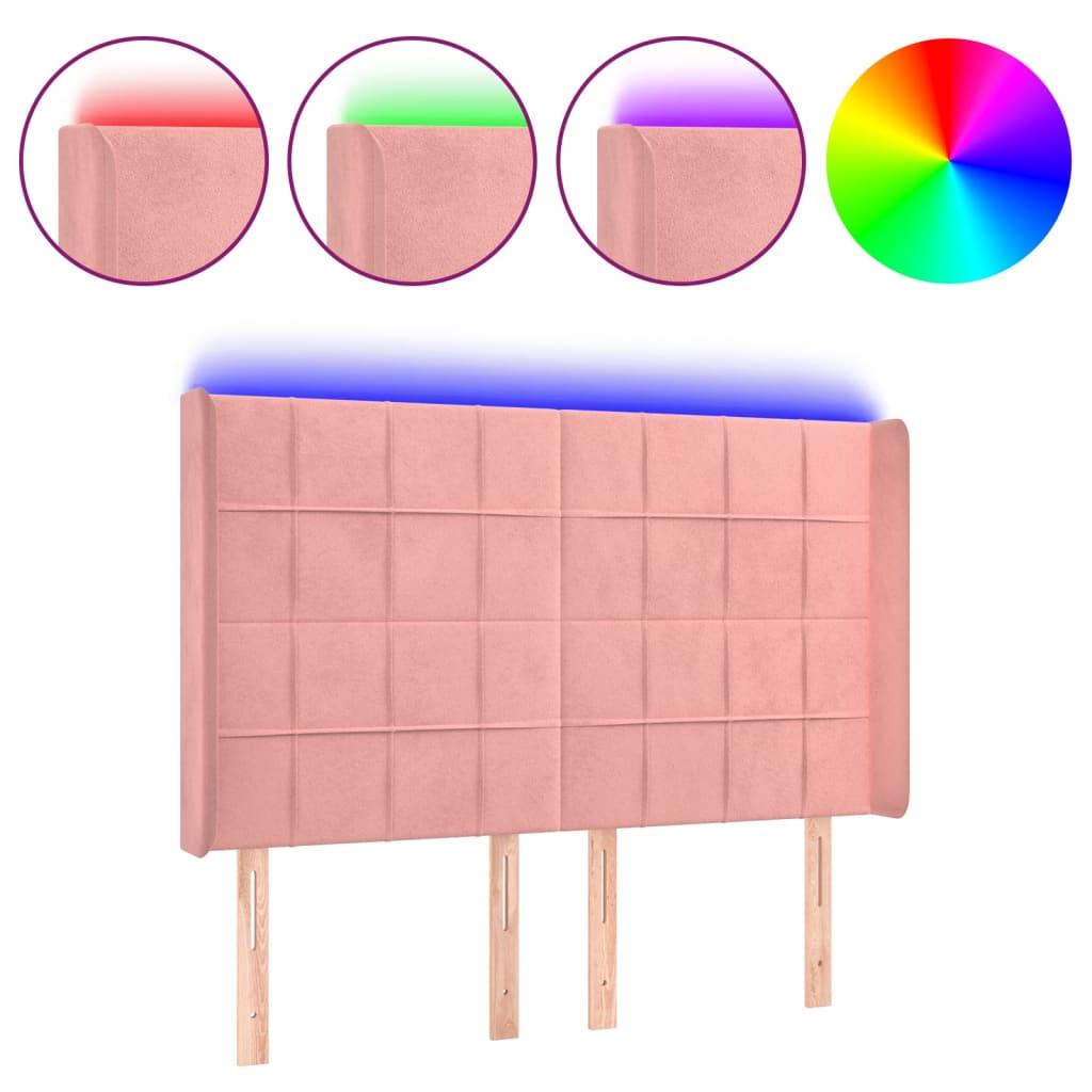 Tête de lit à LED Rose 147x16x118/128 cm Velours - XIOS