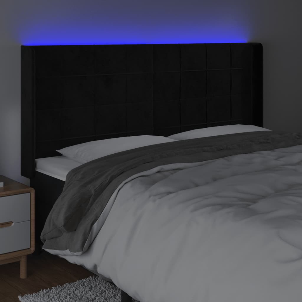 Tête de lit à LED Noir 163x16x118/128 cm Velours - XIOS