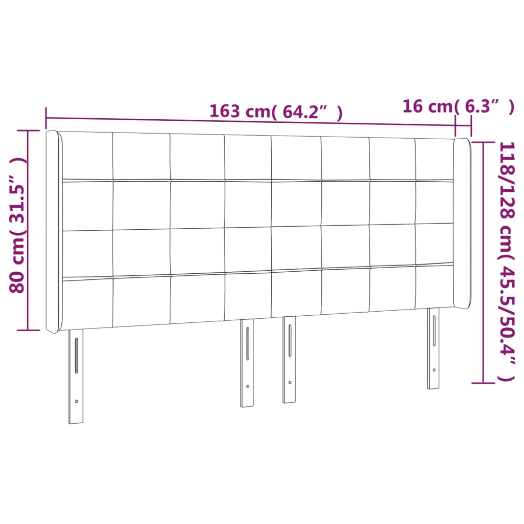 Tête de lit à LED Noir 163x16x118/128 cm Velours - XIOS