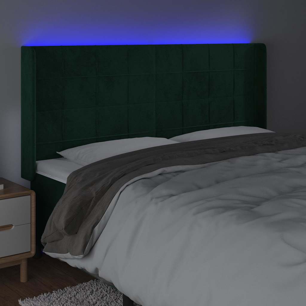 Tête de lit à LED Vert foncé 163x16x118/128 cm Velours - XIOS