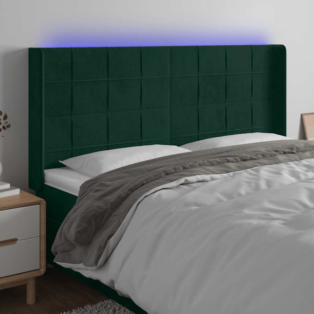 Tête de lit à LED Vert foncé 163x16x118/128 cm Velours - XIOS